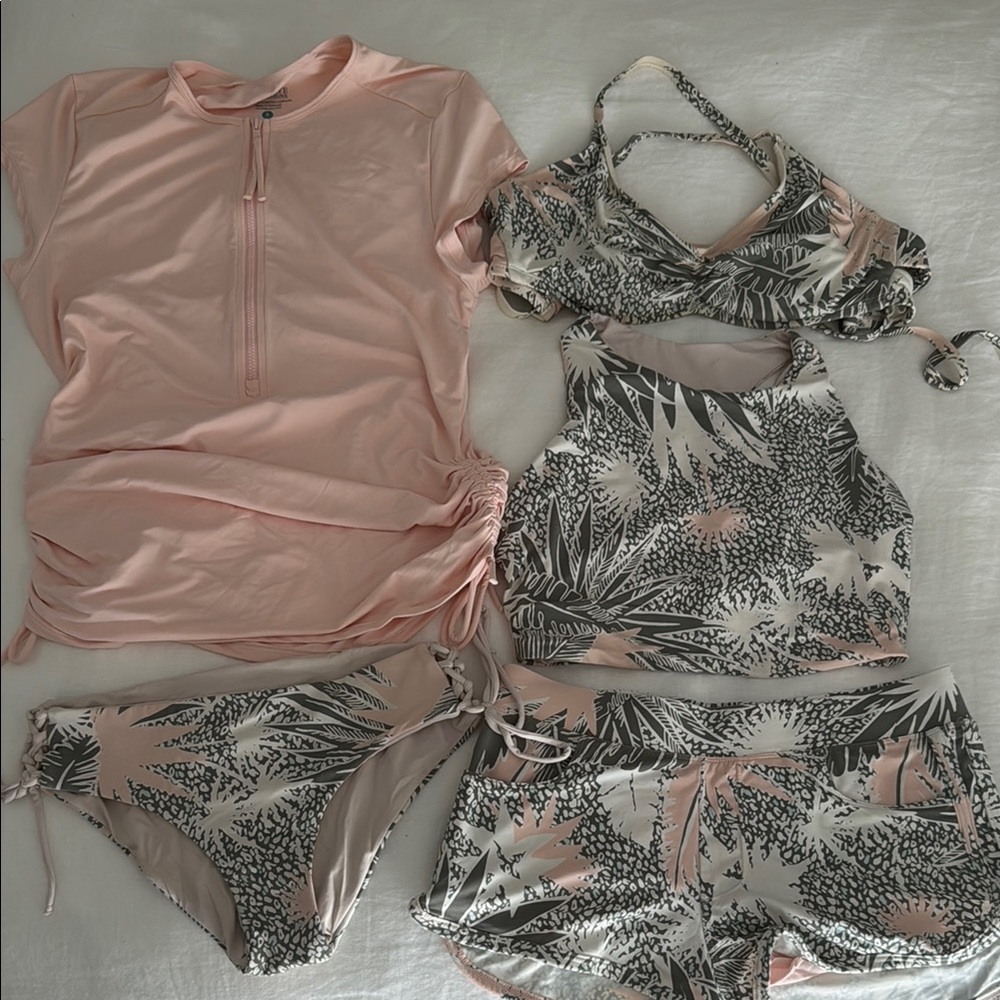 Carve Designs 5-piece swim set upf fabric rash guard XS cruise paddle surf spf